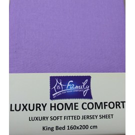 Family Bedding Extra Deep Fitted Sheet King Size Cotton Jersey | Mattress Cover Sheet King Size Bed |Lilac Fitted Sheet King Size | Super Soft Bed Sheets (King, Lilac).