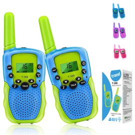 2Pzs Walkie Talkies para Niños, Walkie Talkie para Niños de Radio de 22 Vías con 3 Millas de Largo Alcance, Juguete con Linterna LCD Retroiluminada, Regalo Juguete para Niño y Niña 3-14 Años