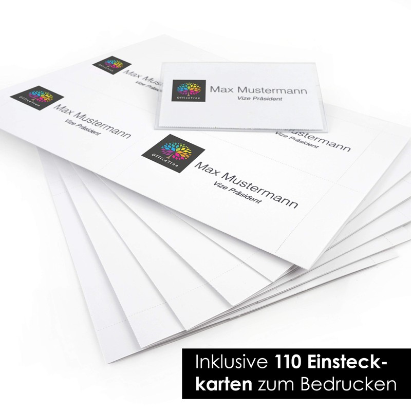 OfficeTree ® 100 professional premium plastic name tags with holder