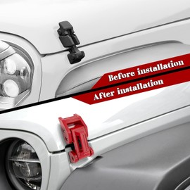 Seven Sparta Red Hood Latches Aluminum Hood Catch Compatible with Jeep Wrangler JK/JKU 2007-2017, JL/JLU 2018-2022 & Jeep Gladiator 2020-2022, 1 Pair (Base)