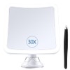 PIMPLEGO PIMPLEGO Magnifying Mirror with Light 30x, Lighted Makeup Mirror with Magnification, Rechargeable Magnifying Mirror Suction Cup with 1500 mAh Lithium Battery, Vanity Mirror for Precision Makeup