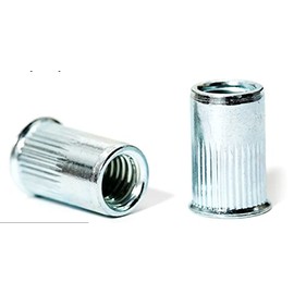 M6 x 17.5mm Reduced Countersunk Head Open End Blind Rivet Nuts Cylindrical Grooved Shank Metric AN320 Zinc Plated Steel Threaded Insert Nutsert Rivnuts (Pack of 20)