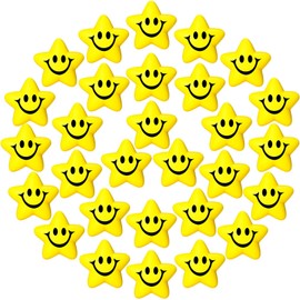 30 Pieces Star Smile Face Stress Balls Mini Foam Smile Ball Smile Face Toys Small Stress Relief Star Smile Balls for School Reward Student Party Bag Filler (Yellow)