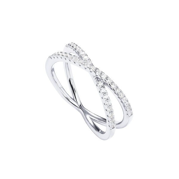 PAVOI 14K White Gold Plated X Ring CZ Simulated Diamond