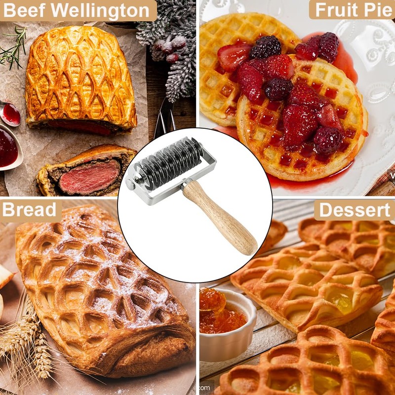 EVEDMOT Lattice Cutter Dough Lattice Roller, Stainless Steel Roller Cutter