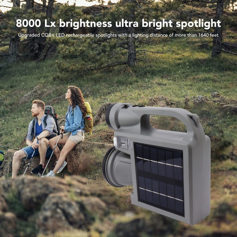 Solar Flashlight Handheld LED Spot Light Flashlight with Dual Side