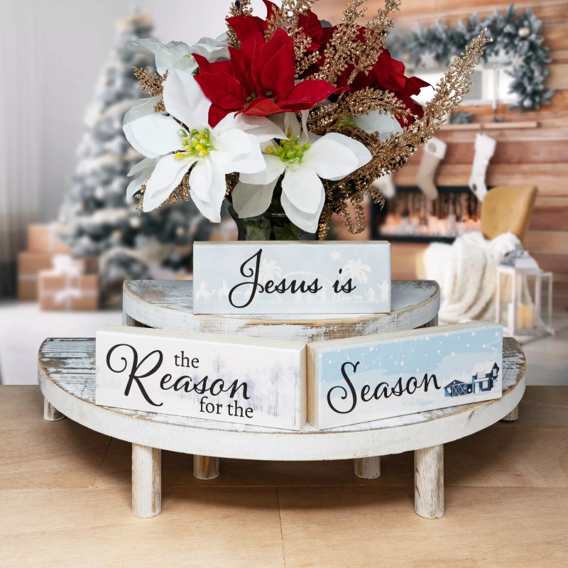 JennyGems Christmas Decor, Jesus Reason for the Season Wood Signs