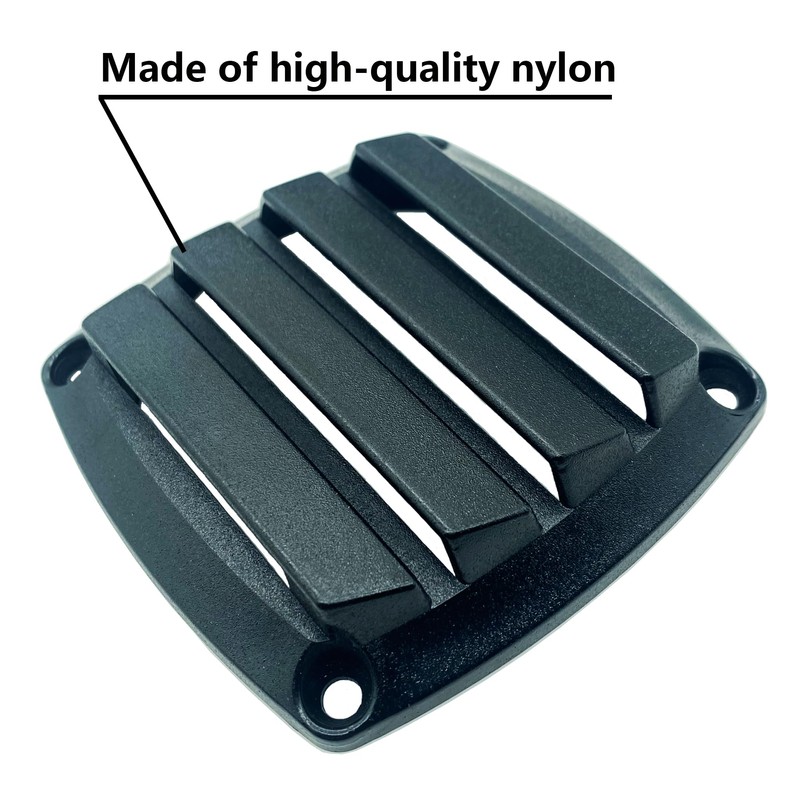 LEQMG Marine Boat Square Air Vent,Black Louver Ventilation Grille,Free Stainless