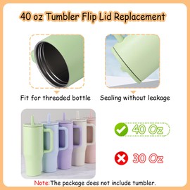 SELIDODO 2PCS 40 oz Tumbler Flip Straw Lid Replacement fit for Quencher and Traveler,Spill Proof Splash Resistant Tumbler Lids,Reusable Tumbler Cover for flip straw lid