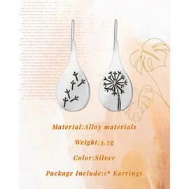 GAUEIOUR Nature-Inspired Dandelion Drop Earrings, Asymmetric Pattern Creative Design,Alloy Earrings,Silver Earrings Jewelry Gifts for Mom Lover Women Ladies Girls(Silver)