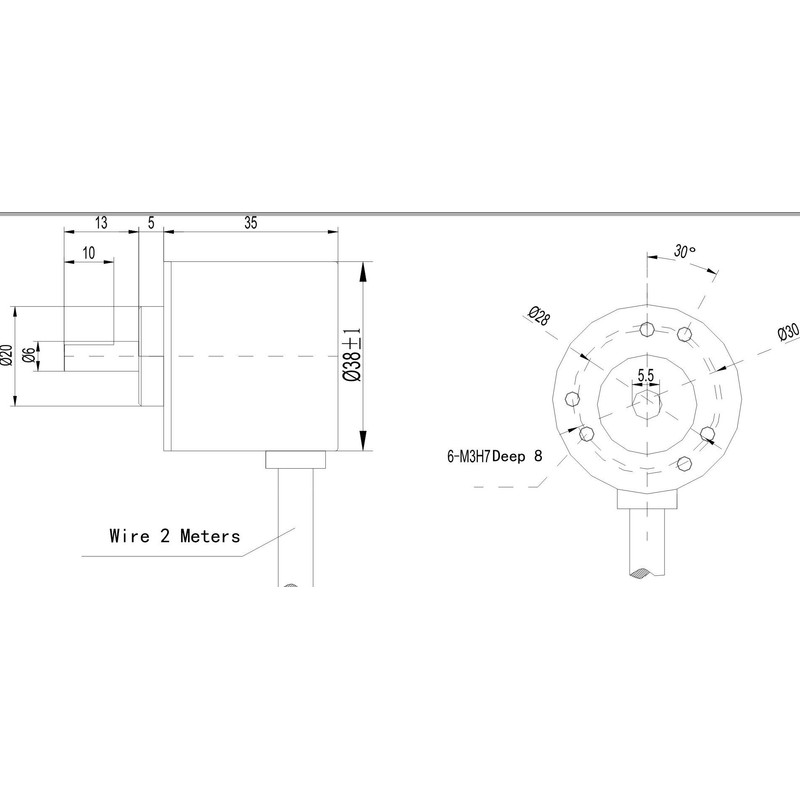 Aihasd AB Zweiphasig 5-24V 600 Pulse Incremental Photoelectric Rotary Coder