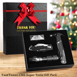 Multitools Gfit Set for Men, 3-in-1 Multi-tools Set "THANK YOU" Includes a Multi-Hammer, Utility Knife & Tactical Flashlight, EDC Gears for Car, Camping & Emergency, Gifts For Dad Husband Him