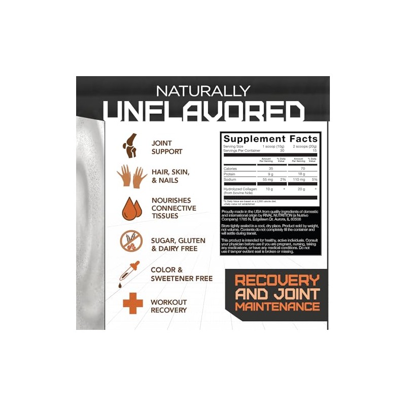 Rivalus Collagen Peptides, Unflavored, 0.66 Pound
