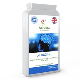 L-Tyrosine 500mg / 120 High Strength Capsules/Daily Free Form Amino Acid Supplement/Vegetarian Friendly