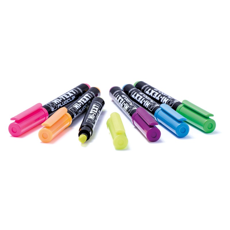 Hi-Text 7000 Fluoclip Chisel Tip Highlighter Pens (Pack of 12)