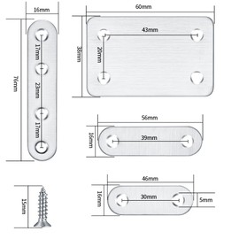 14 Pcs Flat Straight Brace Brackets, Flat Plate Bracket, Mending Joining Plates, Stainless Steel Flat Corner Repair Fixing Bracket Connector Plates with Holes for Wood Shelf Cabinet Chair Table