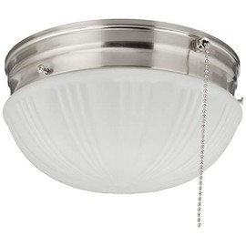 Westinghouse 6721000 Two-Light Flush-Mount Interior Ceiling Fixture with Pull Chain, Brushed Nickel Finish with Frosted Fluted Glass, Diameter: 8.75 Inches