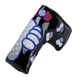 Premium PU Leather Scotty Cameron Odyssey Putter Cover Magnetic Closure GoodJob Embroidery Pin Type (Black)
