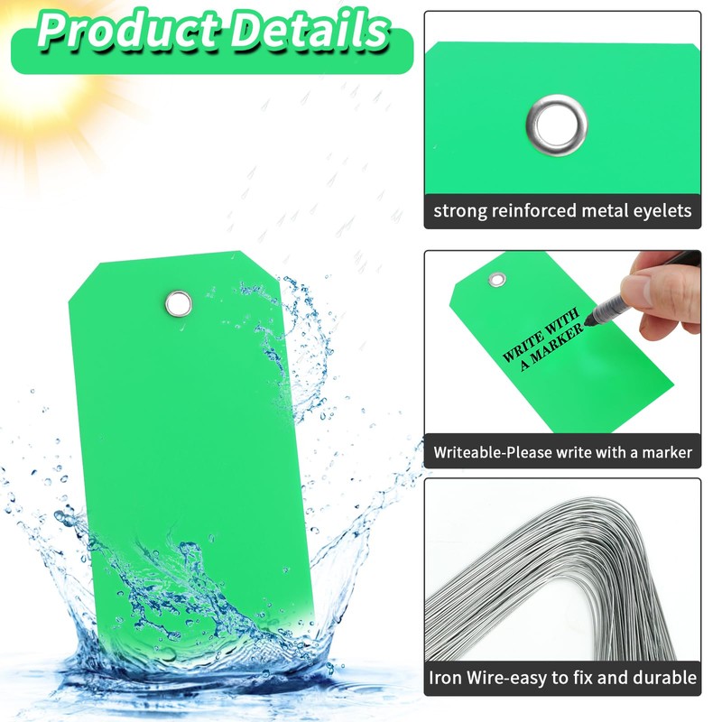 Pack of 100 Plastic Shipping Tags,with Wire Ties Plastic Hang