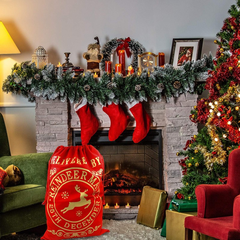 TRIXES Santa Sack Red - Xmas Reindeer Post Style Draw