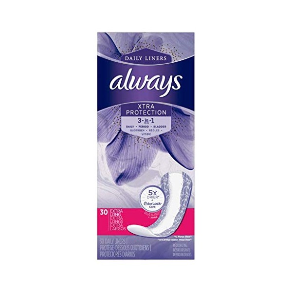 Always discreet Liners for Bladder Leaks Extra Protection 30 ea (Pack of 4)