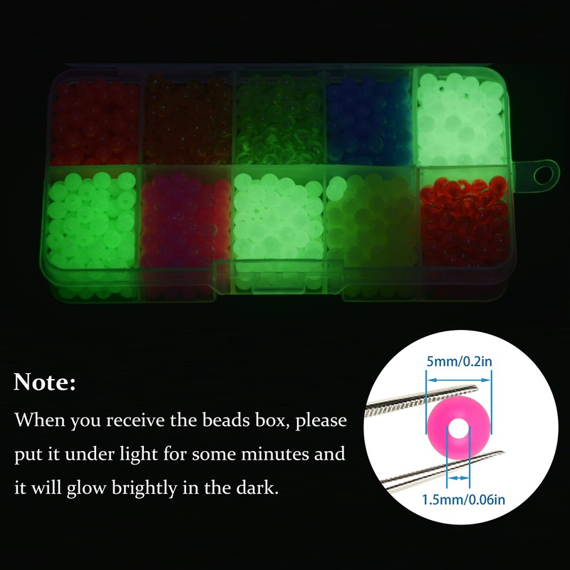 Fishing Beads Assorted Kit - 1000pcs 5mm Round Float Glow