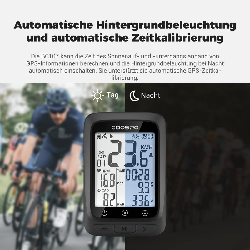 COOSPO Bike Computer GPS Wireless, ANT+ Cycling Computer GPS with