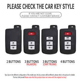 ontto luminous car key fob cover fit for Toyota 2012-2019 Avalon Camry Corolla Highlander RAV4 4Runner key holder Metal Smart Shell case keyring keychain Accessories 2 buttons Black