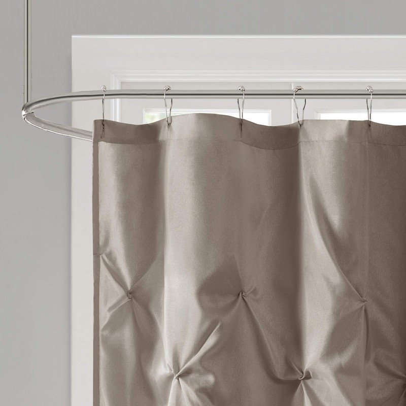 Madison Park Laurel Taupe Shower Curtain, Pieced Transitional Shower Curtains