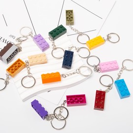 Keboyoe Pack of 30 Key Fob Building Blocks Bricks Colourful Key Ring Building Blocks Key Ring Building Blocks for Pendant Accessories, Children's Birthday Party Gifts (15 Colours), 15 colours