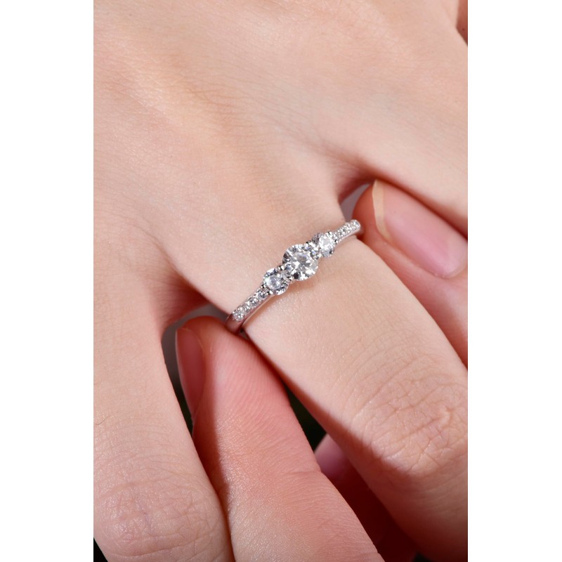 SILBERTALE 3 Round Moissanite Rings for Women- S925 Sterling Silver