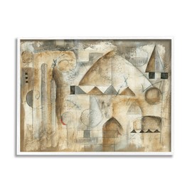 Stupell Industries Traditional Abstract City Architecture Triangular Shapes Brown Beige White Framed Wall Art, 20 x 16, Tan