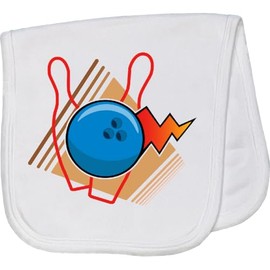 inktastic Bowling Ball and Stylized Pins Baby Burp Cloth White 42856