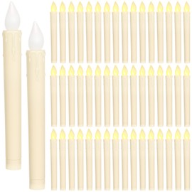 Retisee 50 Pcs Ivory Flameless LED Taper Candles 8.8" Long AA Battery Operated Candles with Dripping Wax Look, Fit Acrylic and Metal Candelabra for Wedding, Church, Christmas Home Decor(No Battery)