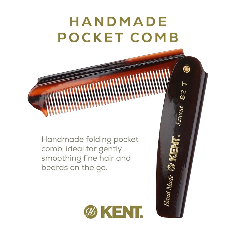 Kent Brushes Handmade Combs Large Folding Pocket Comb for Men