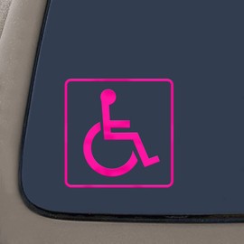 DD969HP Handicap Sign Decal Sticker | 5-Inches By 5-Inches | Premium Quality Hot Pink Vinyl