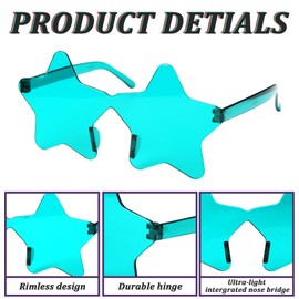 20Pcs Star Shaped Sunglasses, Transparent Colorful Pentagram Glasses Star Sunglasses for Women Party Favor (LAKE BLUE)