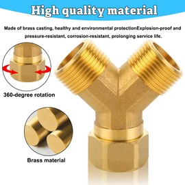 Y-piece brass distributor, 3/4 inch, 3/4 inch, brass movable screw connection with seal, 3/4 inch male x male thread x female thread, Y-distributor, 2-way Y-distributor for water connection, heating