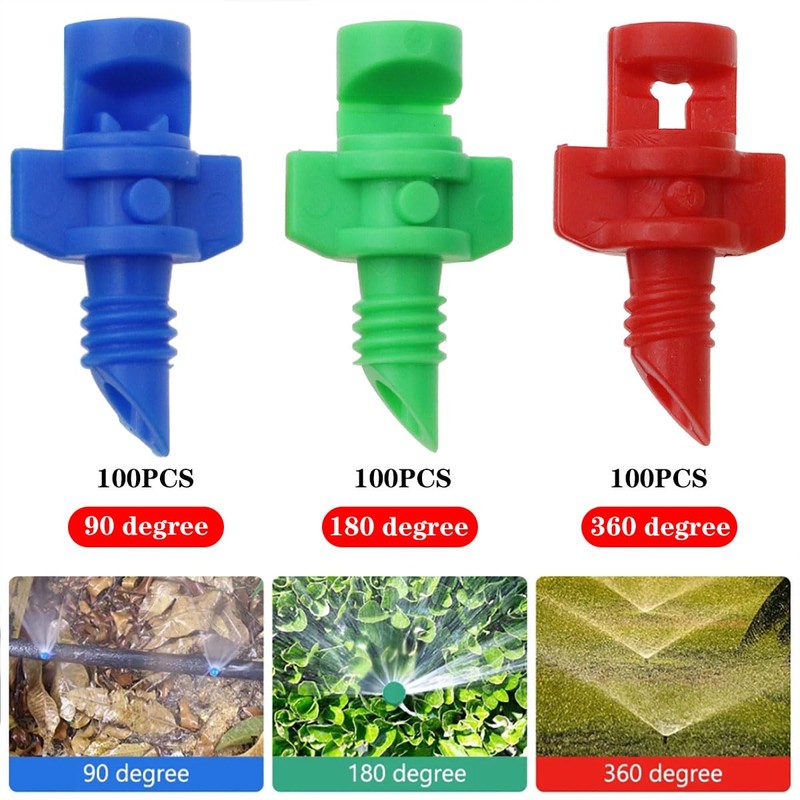 Safycaby 100PCS Drip Irrigation Emitters Micro Sprinkler Heads Blue 90°