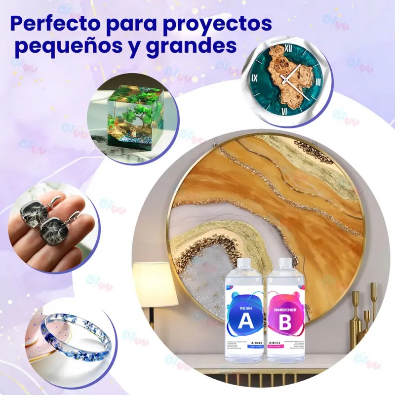 Kit De Resina Epoxi Transparente DiYY para Fundición y Revestimiento,