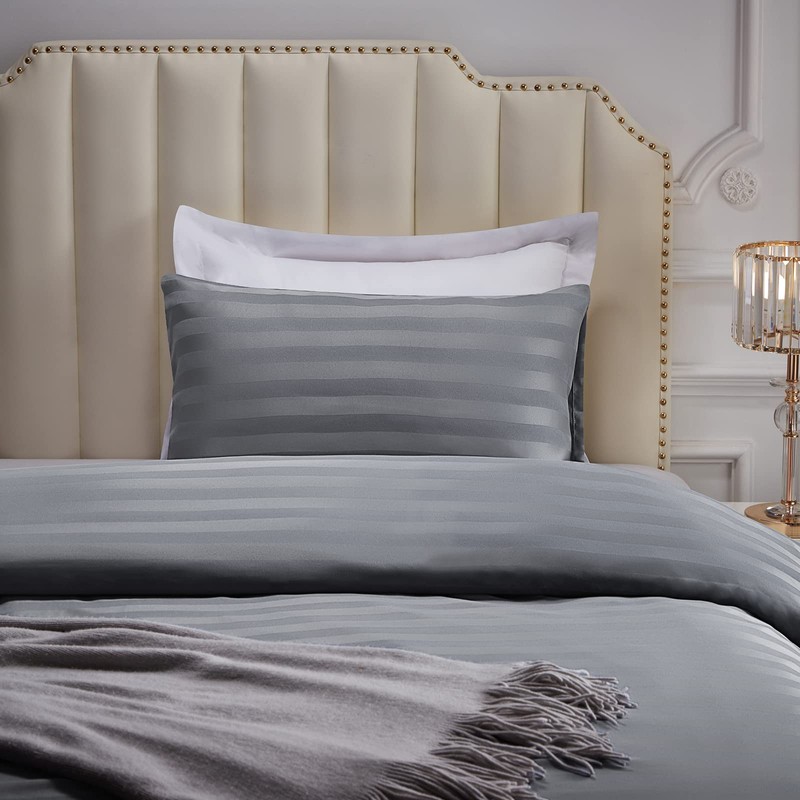 Lifewit Single Duvet Cover Set, Satin Stripe Reversible Soft Quilt