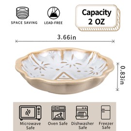 Meideal Ceramic Soy Sauce Dish, 2 Oz Beige Dipping Bowls Set, Small Serving Bowls, Set of 2 Mini Dip Plates for Side Dishes, Ketchup, Appetizer, Soy, Vinegar, Sushi, BBQ, Party, Condiments (Y)
