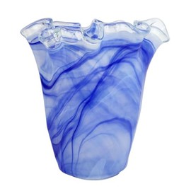 Vietri Onda Glass Cobalt Ruffled Vase Glass Flower Vase, Living Room/Dining Decor, Glass Vase