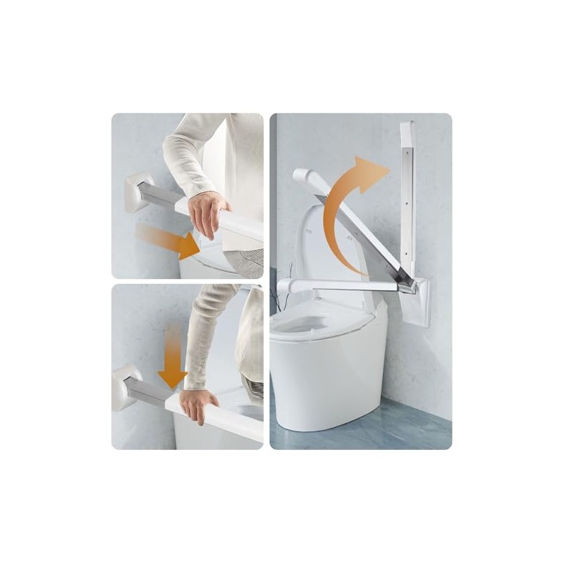 lesolar Foldable Toilet Grab Bar,Foldable Drop Down Toilet Rails with