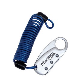 Master Lock 1559JADBLU Wire Lock, Dial, Password Setting, Coil, Carabiner Type, Bicycle Lock, Saddle Lock, Self Coiling Type, Cable Thickness 0.1 inches (3 mm), Cable Length 0.3 ft (0.9 m),