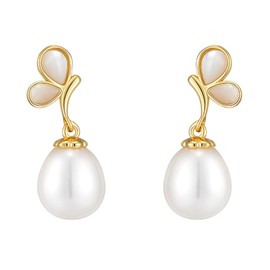 Women's 925 Silver Earrings, Hypoallergenic, 14k Plated, Both Ears, Cute, Swaying, Pearl Earrings, Accessories, Popular, Birthday, Anniversary, Christmas Gift, Silver