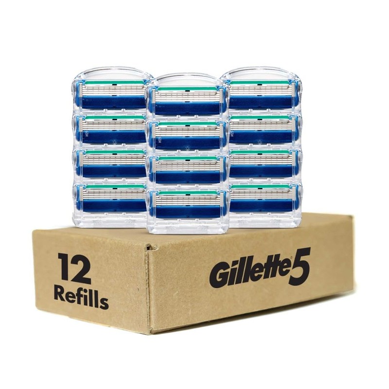 Gillette5 Mens Razor Blade Refills, 12 Count, Lubrastrip for a