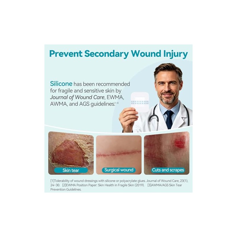 Dimora Waterproof Silicone Bandages for Sensitive Skin - 20 Count