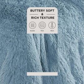 Bedsure Soft Fuzzy Faux Fur King Size Blanket Blue – Cozy, Fluffy, Plush Sherpa Fleece Blanket, Furry, Shaggy Blanket for Couch, Bed, Sofa, Thick Warm Blankets for Women, 108x90 Inches, 640 GSM