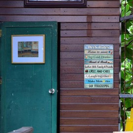 Deck Rules Metal Sign – Outdoor Wall Decor for Patio, Poolside, Porch or Backyard – Vintage Tin Sign with Fun Rules for Summer Living